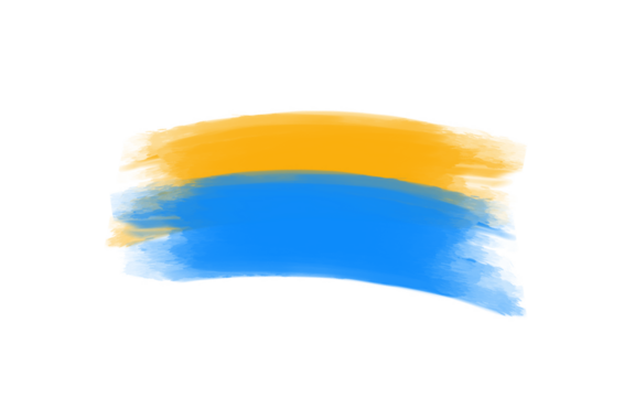 Abstract brush stroke in ukrainian flag colors isolated on transparent background