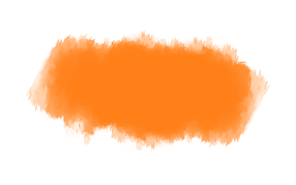 Orange watercolor brush stroke texture isolated on transparent background
