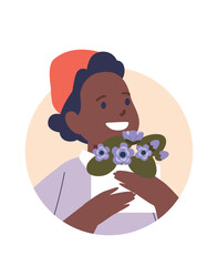 Boy child holding bloom composition