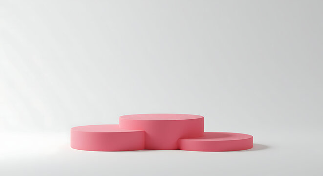 Pink Cylinder Podium on White Background for Product Display minimalist modern stage platform presentation