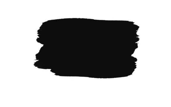 Textured black brush stroke handpainted ink mark isolated on transparent background