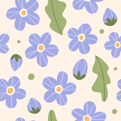 Blue flowers natural seamless pattern