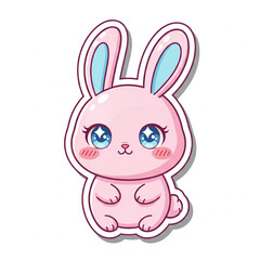 Obraz premium soft pastel bunny with chibi proportions and adorable expression, ideal for journals, phones, and laptops.