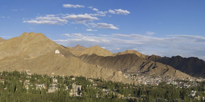 The Namgyal Tsemo Gompa monastery on Tsenmo Hill, a viewpoint over Leh, Ladakh, Jammu and Kashmir, India