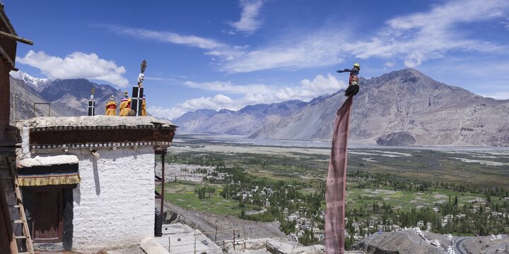 Diskit Monastery, near Hunder, Nubra Valley, Ladakh, Jammu and Kashmir, Indian Himalayas, North India, India