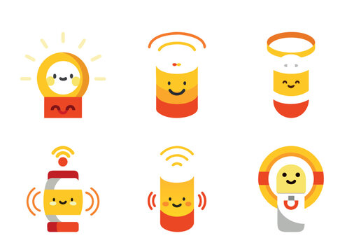 set of funny cartoon characters with different emotions vector icons