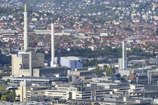 View of the EnBW incineration plant, combined heat and power plant, Stuttgart, Baden-W&uuml;rttemberg, Germany