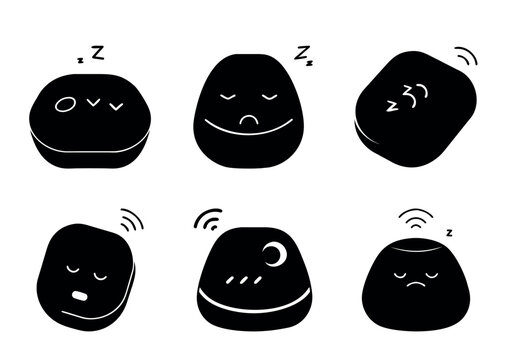 set of black and white cartoon faces and characters vector icons