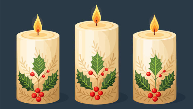 Festive holiday glow with decorative candles, spreading Christmas cheer and creating cozy winter vibes
