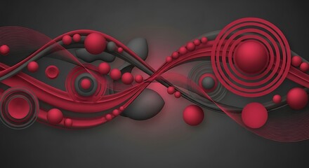 Contemporary abstract art with flowing shapes and spherical composition