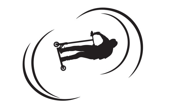 Silhouette of a daring scooter rider performing an awesome trick in a dynamic action shot perfect for extreme sports branding and youth focused marketing campaigns, evoking freedom and skill