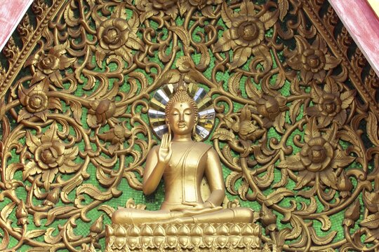 Pediment with Buddha, Wat Si Saket, Vientiane, Vientiane Province, Laos