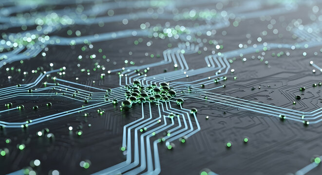 Circuit board electronic hi tech network connection background illustration