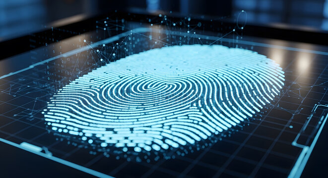Fingerprint scan biometric security system identification technology concept