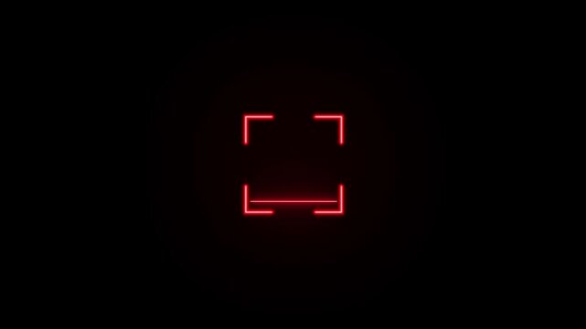 Abstract red neon scanner lines and corner brackets on a dark black background