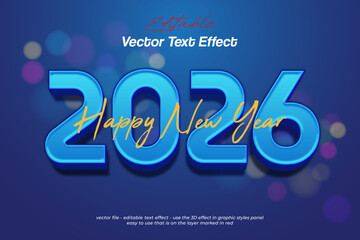 2026 blue color 3d style number with vector text effect