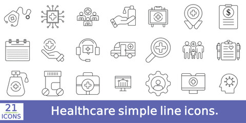 Healthcare simple line icons. Health, editable stroke icon. vector