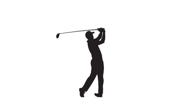 Dynamic silhouette of a golfer swinging for success, perfect for sports branding and fitness promotions, conveying power and precision, athletic skill and outdoor lifestyle