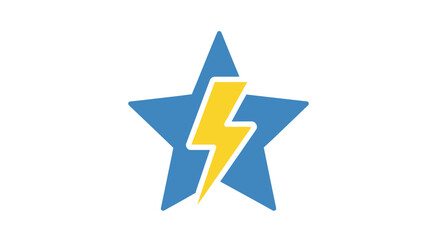 Blue Star with Yellow Lightning Bolt Symbol.