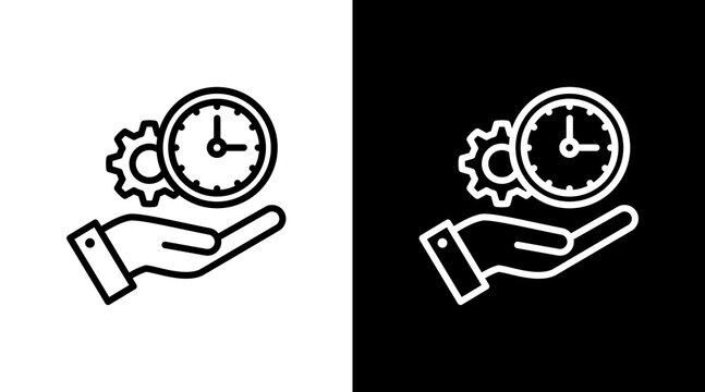 Time Management  White Icon Set Design