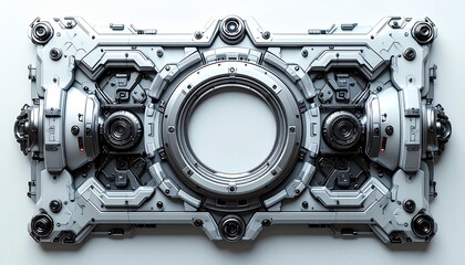 Fototapeta premium Sci-Fi Industrial Frame with Circular Mechanized Core