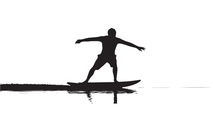 Catch the Wave with this Surfer Silhouette on the Water for Summer Fun, Beach Vibes and Active Lifestyle Promotion, Perfect for Travel, Adventure and Sport Campaigns
