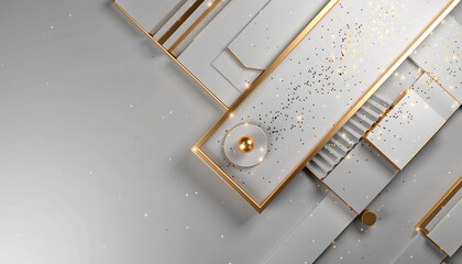 Elegantly modern geometric shapes with golden accents and festive sprinkles