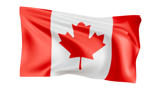 Canada waving flag realistic isolated on transparent background - Powered by Adobe