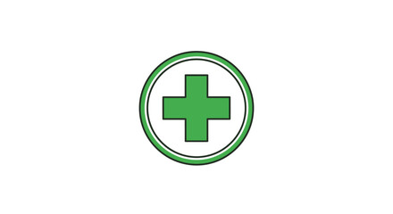 Fototapeta premium Green Cross Medical Symbol in Circle.
