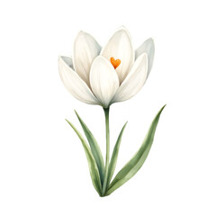 Naklejka premium Watercolor Winter Flowers Clipart with Icy White, Muted Blue, and Soft Green Blooms – Snowdrop, Hellebore, Camellia, Crocus, Anemone, and More – Transparent Background