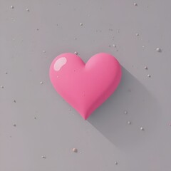Pink heart on light gray background 
