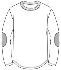 mens elbow patch sweatshirt flat sketch vector illustration