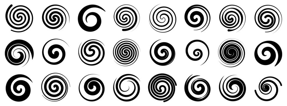 Spiral elements create a clean minimal collection with smooth motion. Each swirl shows balanced curves and simple form. This artwork suits modern abstract layouts
