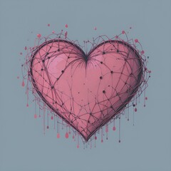 Pink heart on light gray background 
