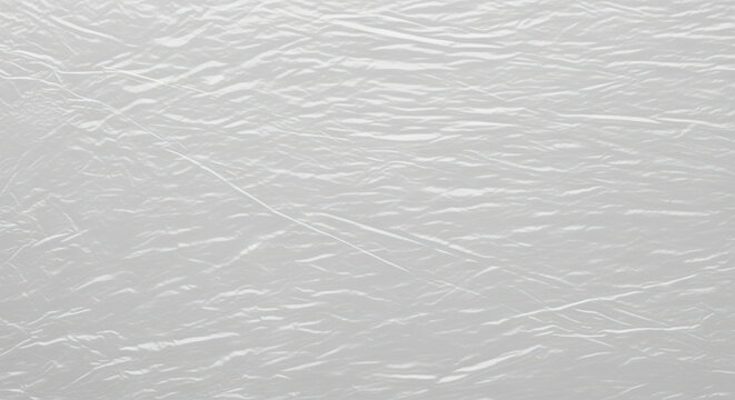 Crumpled white plastic texture background with subtle light reflections and detailed surface folds for modern packaging design