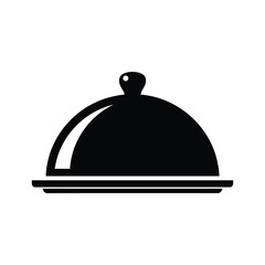 Black cloche serving dish icon on white background food restaurant