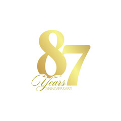 87th Anniversary Logo, Golden Color, Vector Template Design element for birthday