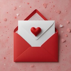 Love Letter with Heart Envelope Modern Still Life.
