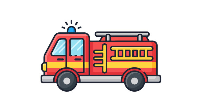 Whimsical cartoon fire engine with bright colors isolated on a white background illustration