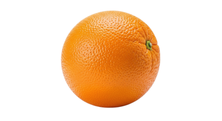 A vibrant and fresh orange, isolated on transparent background, showcasing its smooth, textured skin and inviting color, perfect for healthy eating and refreshing juice concepts
