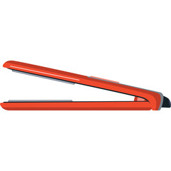 Orange hair straightener on a transparent background featuring sleek design and modern technology for hair styling and beauty routines