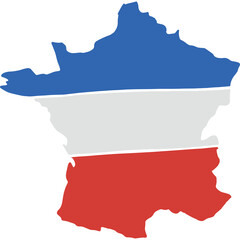Outline of France Filled With Tricolor Flag Blue White Red Vertical Stripes Against Transparent Background