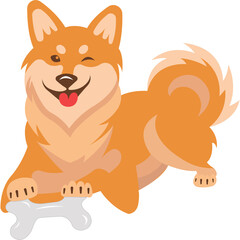 Joyful Orange Shiba Inu Dog Winks Playfully Holding a Bone with a Transparent Background Ideal for Commercial Use