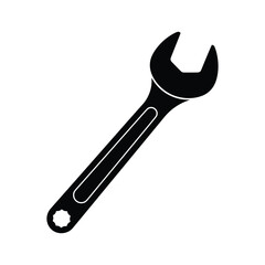 Black open end wrench with a star shaped socket on white background tool spanner