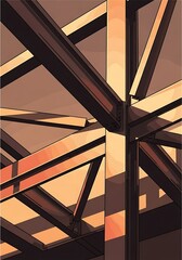 Obraz premium Graphic representation showing the intersection of iron beams construction