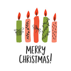 Festive Hand Drawn Christmas Candles Greeting