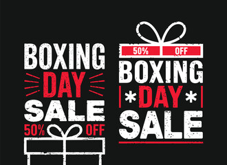 Boxing Day Sale 50% Off Promotional Typography Design