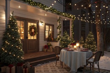 Cozy Living Room with Christmas Tree and Fireplace