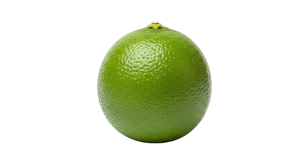 Closeup of a vibrant green lime, showcasing its textured skin and fresh appearance, isolated on transparent background, perfect for illustrating citrus fruits