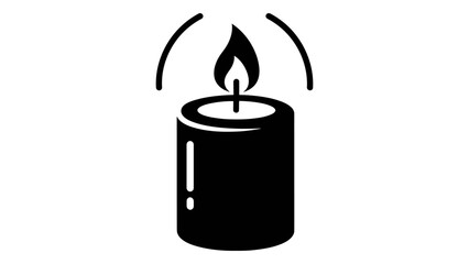A simple black and white icon of an awareness candle, symbolizing remembrance, hope, and solidarity, isolated on white b